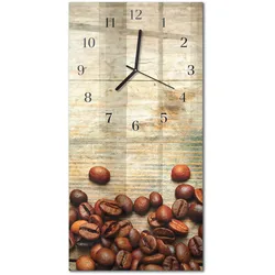 WANDUHR aus Glas 30x60 cm - Kaffeebohnen Holz