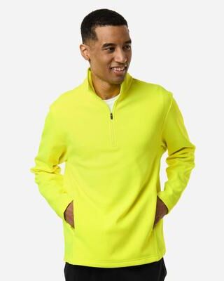 Team 365 TT401 Squad Cadet Quarter-Zip Tech Fleece Pullover T-Shirt in Safety Yellow size Medium   Polyester