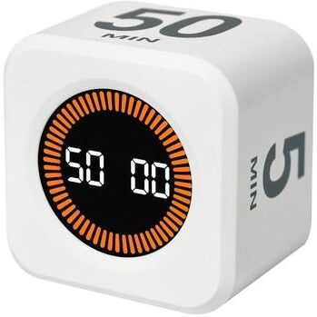 Inspired Deals Smart Flip Cube Visual Timer With Gravity Sensing For Study, Fitness And Focus white