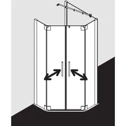 Kermi Pasa XP Fünfeck-Duschkabine Pendeltür PXF4509018VYK 90x90x185cm, silber glanz, ESG SR OpacoClean