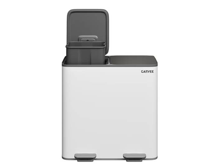 Zstar Geruchsdichter 2-Fächer-Küchen-Mülleimer 2x40L Edelstahl – Soft-Close-Tretmülleimer mit herausnehmbaren Inneneimern, fingerabdruckresistent – für Mülltrennung & Recycling, grau-weiß