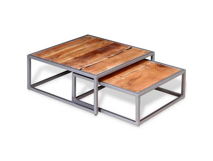 En solde  Ensemble de 2 tables basses - meuble de salon - Bois d'acacia massif L6903