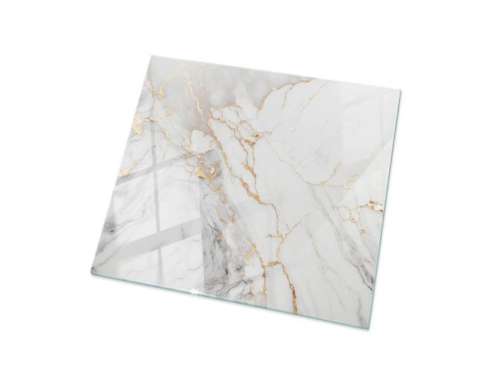 Tulup Glasplatte 60x60 cm Eleganter Marmor mit Adern, Weiß, Glas, Quadratisch, 60x60x0.4 cm, Esszimmer, Esstische, Tischsysteme