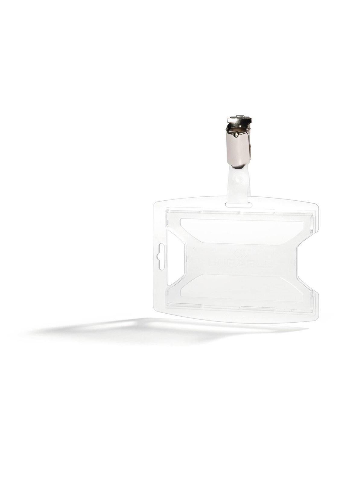DURABLE Ausweishalter für 1 Karte, aus 70 % recyceltem Polypropylen. Mit drehbarer Clip-Befestigung.