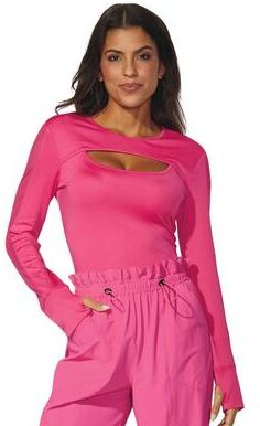 VEVO ACTIVE Cutout Active Top (Size Medium) Hot Pink, Polyester,Spandex