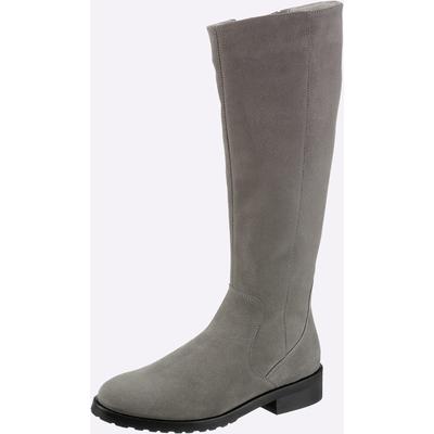 Stiefel HEINE, Damen, Gr. 39, grau, Leder, Rindsleder, Veloursleder, Schuhe Stiefel