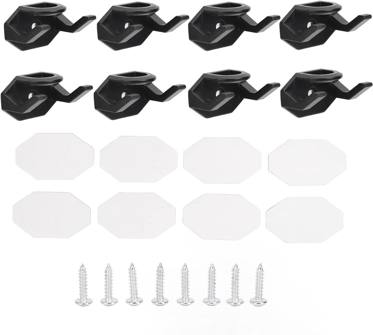 Set van 8 zelfklevende witte muurhangers voor hoeden en accessoires