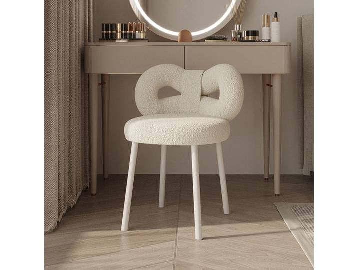 Tabouret de Coiffeuse - Dossier Elégant Incurvé - Forme de Nœud - Gris