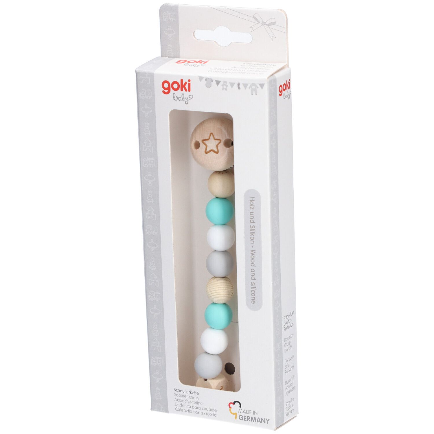Goki Fopspeenketting Silicoon Blauw 1 St Schnullerkette