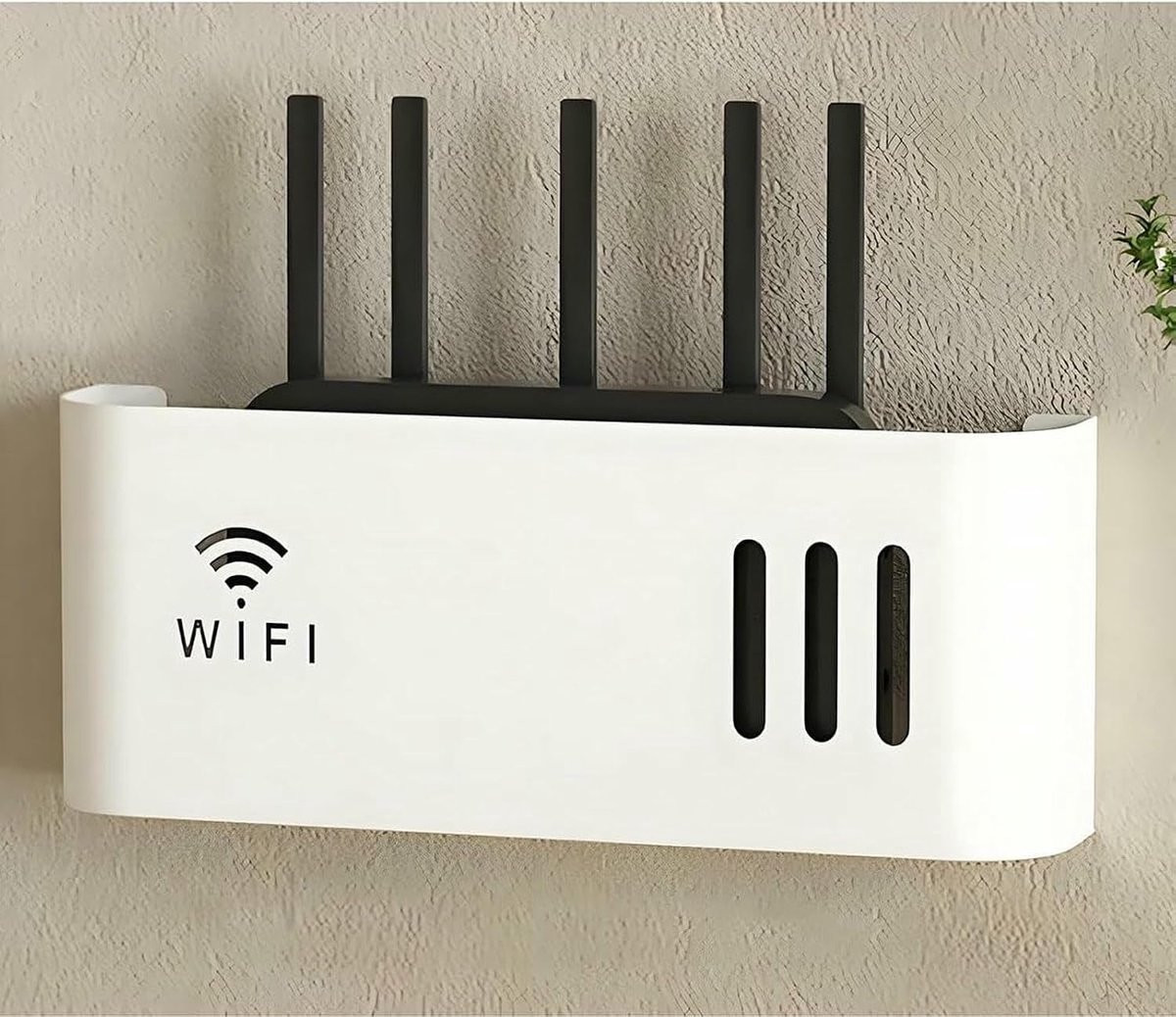 Router Plank Wifi Opbergdoos voor het organiseren van draadloze apparaten Wit