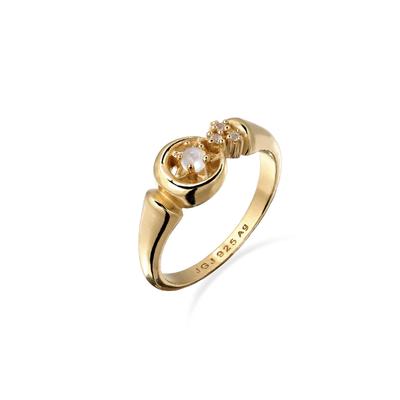 Silberring KUZZOI "Ring Star Mondstein Regenbogen 925 Sterling Silber" Gr. 66, gold, Fingerringe, Herren, 66, Silber 925 (Sterlingsilber), Silberring