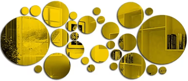 Inspire Essentials ReflectaSet 3D Acrylic Mirror Wall Stickers Round Decorative Set gold 26pcs