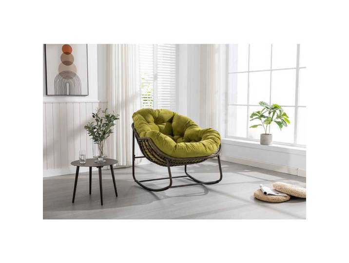 Fauteuil à bascule en rotin - Rotin synthétique tissé à la main - Dimensions 78x106x90 cm - Charge maximale 113 kg