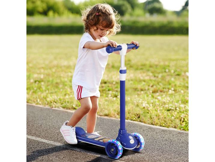 AIYAPLAY Trottinette Enfant 3 Roues LED Bleu Guidon Réglable