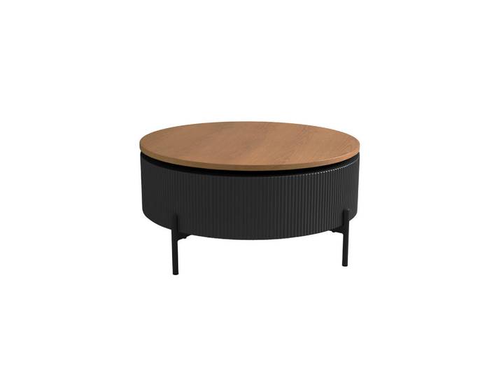 Schöner Wohnen Couchtisch Heroy, Eiche, Metall, furniert, rund, Rundrohr, 80x40x80 cm, Stauraum, Wohnzimmer, Wohnzimmertische, Couchtische, Couchtische mit Stauraum