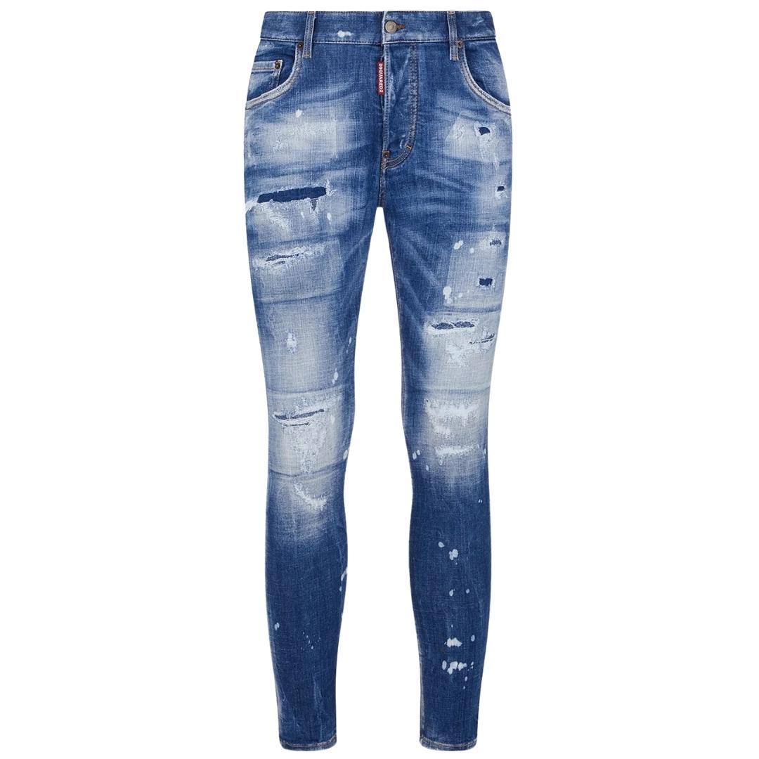 Dsquared2 Super Twinky Jean Faded verstärkte zerrissene blaue Jeans