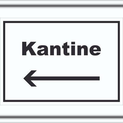 HB-Druck Kantine Schild mit Text und Richtungspfeil links essen und trinken waagerecht A1 (594x841mm)