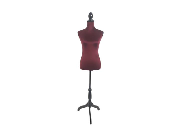 Weibliche Schneiderpuppe 36/38 Samt Dunkelrot-Schwarz