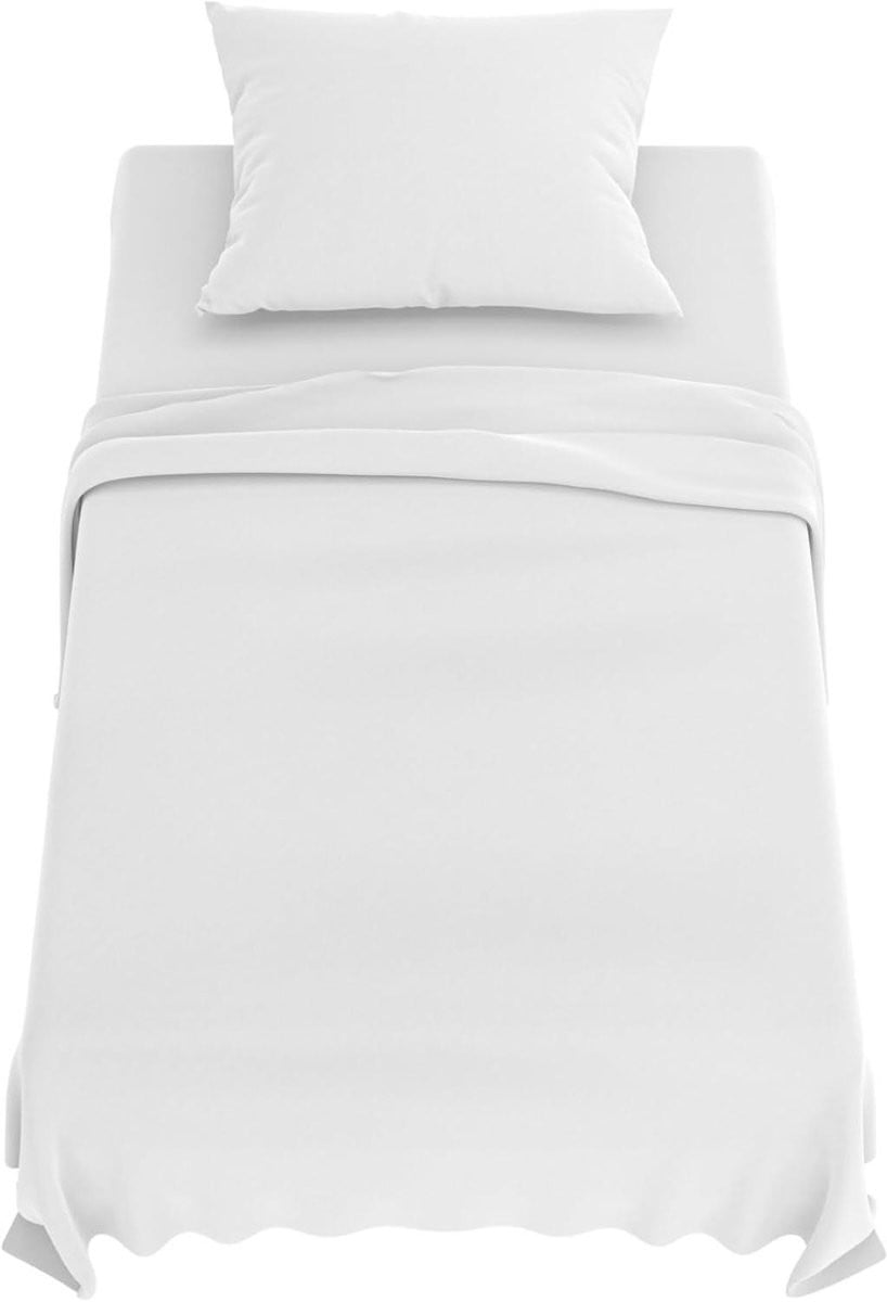 Wit Microvezel Beddengoedset met Dekbedovertrek en Laken - 90x190 cm