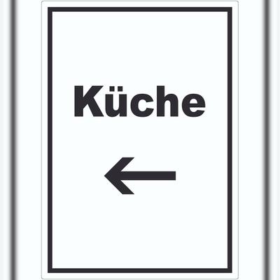 HB-Druck Küche Aufkleber mit Text und Richtungspfeil links Kitchen cucina hochkant A0 (841x1189mm)