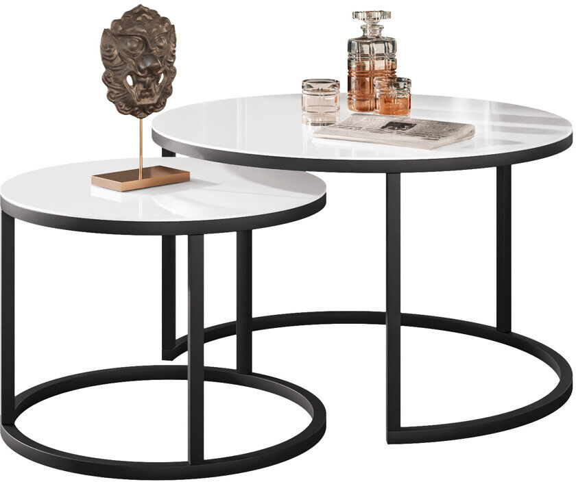Latitude Run Perryton Frame 2 Piece Coffee Table Black/White