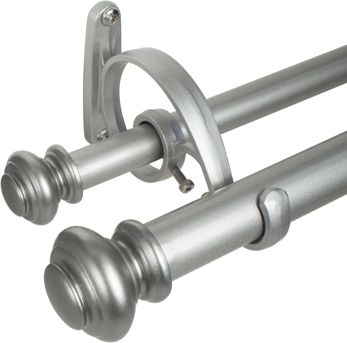 Dubbele Gordijnroede Set Antiek Zilver - Verstelbare Telescopische Roede voor Raambekleding - 183-366 cm