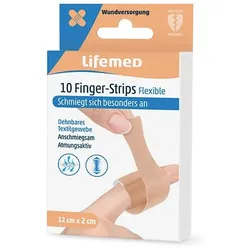 Lifemed 10 Finger-Strips 12 cm x 2 cm hautfarben "Flexible" 12 Packungen à 10 Stück = 120 Stück