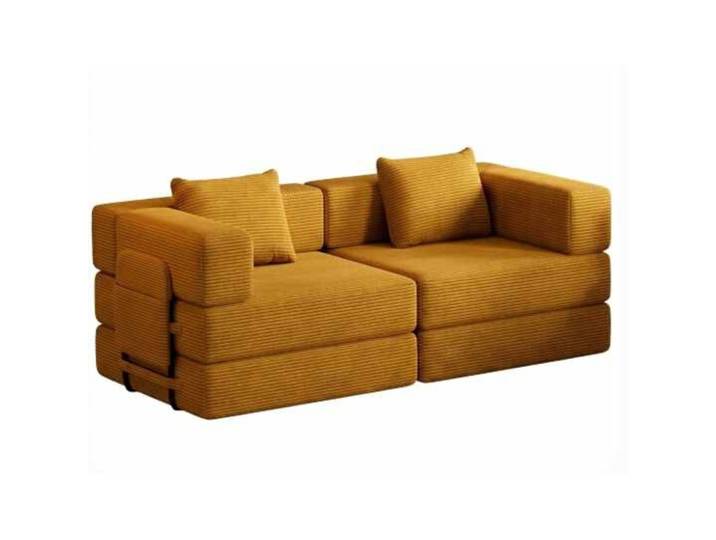 Bettsofa Minimalist Senfgelb Leinenstoff B 190 T 90 cm - Bettsofa
