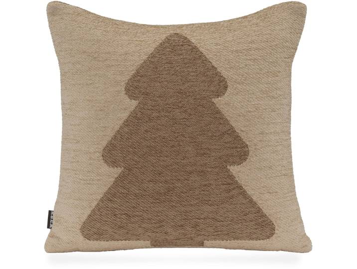 Dekokissen H.O.C.K. X-Mas Tree , beige (beige, braun, gemustert), B:40cm H:10cm L:40cm, Obermaterial: 52% Polyester, 48% Baumwolle. Füllung: 100% Polyester, Dekokissen_Sitzkissen_Kissenhüllen, Dekokissen, Weihnachtszeit, Tannenbaum, inkl. Füllung, Bezug mit Reissverschluss