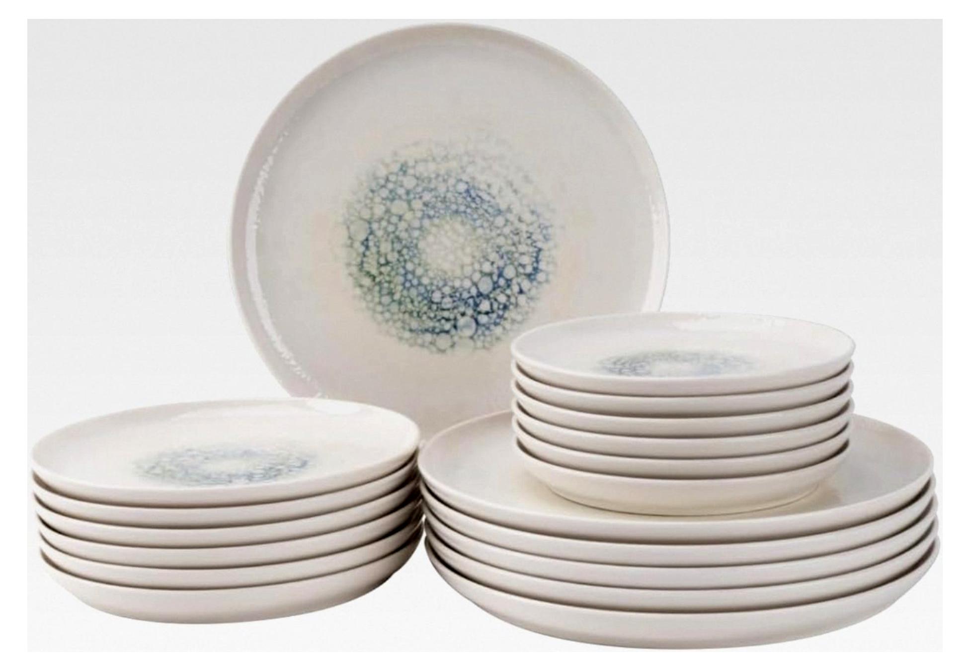 Aqua Mineralis Geschirrset 18-teilig - 6 Personen - Porzellan - Blau - Spülmaschinen-, Ofen- & Mikrowellengeeignet