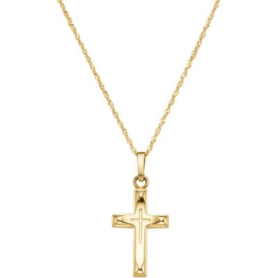 Kette mit Anhänger FIRETTI "Schmuck Geschenk Gold 375 Halsschmuck Halskette Goldkette Kreuz", gold (gelbgoldfarben), Halsketten, Damen, Gelbgold 333, L: 45 B: 1,1mm, B:1,1mm