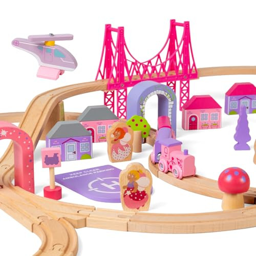 Bigjigs Rail Houten Fairy Stad Trein Set - 75 stuks speelgoed