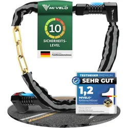 Kettenschloss Zahlencode mit Vierkant-Kette & LED 100cm - Bestseller,oft gekauft,Zubehör