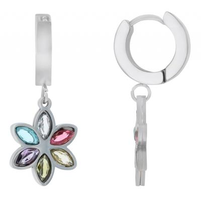 Paar Ohrhänger ADELIA´S "Damen Ohrhänger aus Edelstahl mit Blume - - Ø 9 mm", silber, Ohrringe, Damen, Damen, Edelstahl