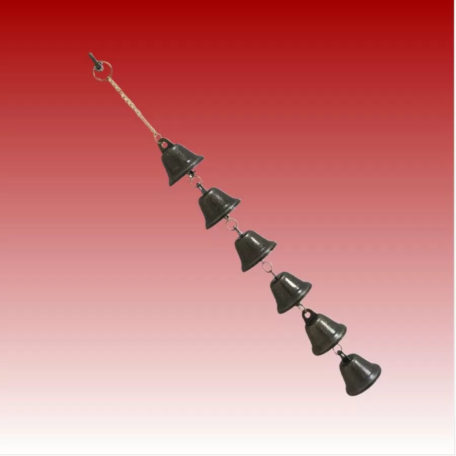 INF Set aus sechs schwarzen Eisen Weihnachtsbaumglocken – Europäische Dekoration