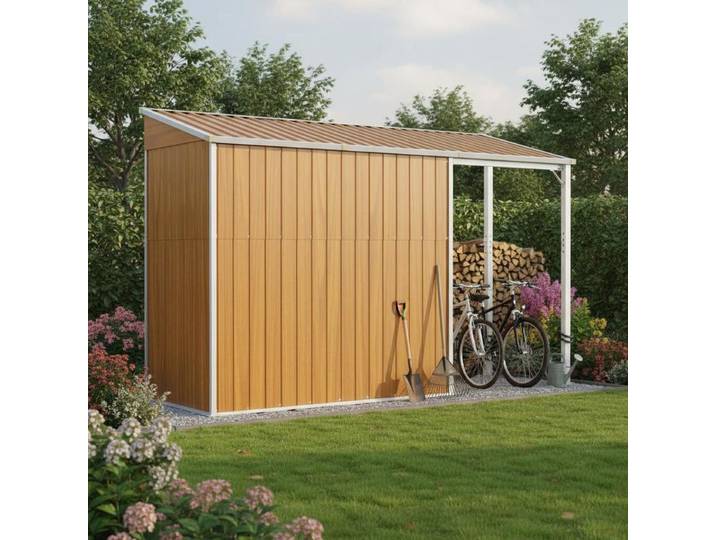 Abri de jardin avec toit prolongé marron clair 277x107x181 cm