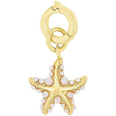 Charm-Einhänger AMOR "Seestern-Optik", gold (gelbgoldfarben, weiß), Charms, Damen, Perlen, Silber 925 (Sterlingsilber), mit Glasperle