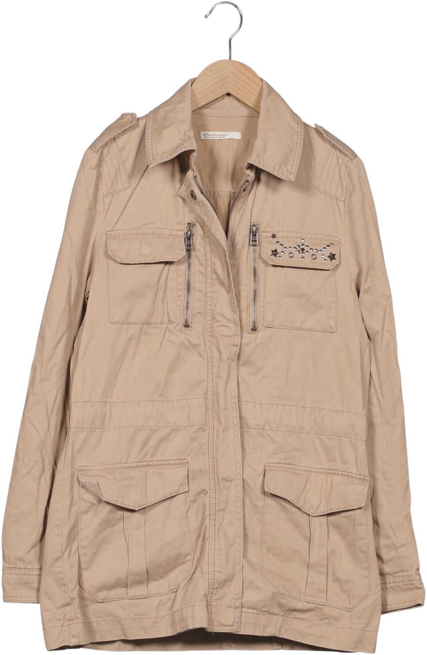 Stradivarius Damen Jacke, Beige, Gr. M, Baumwolle - Second Hand