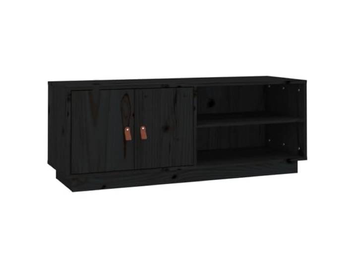 GKHPYURE TV-Schrank Schwarz 105 x 34 x 40 cm Massivholz Kiefer Großer Stauraum, robuste Platte, rustikales Design, einfache Montage