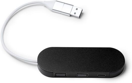 Hub USB en aluminium recyclé personnalisé Dorian noir TAILLE UNIQUE ADULTE