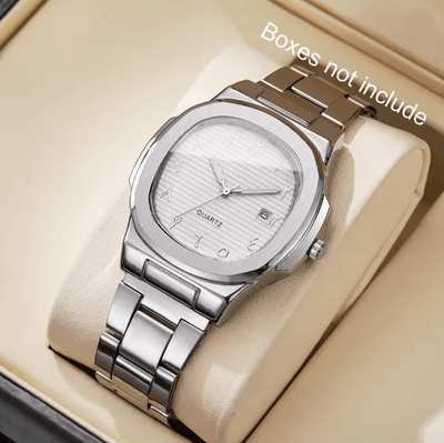 Inspire Essentials Luxury Square Dial Mens Quartz Watch Stainless Steel Business Style j