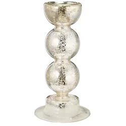 HOME STORY Kerzenhalter   ¦ silber ¦ Glas ¦ Maße (cm): H: 25,5  Ø: 10.0