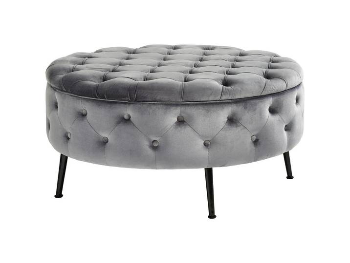 Xora Hocker, Grau, Schwarz, Metall, rund, 90x44x90 cm, Stauraum, Wohnzimmer, Hocker, Sitzhocker