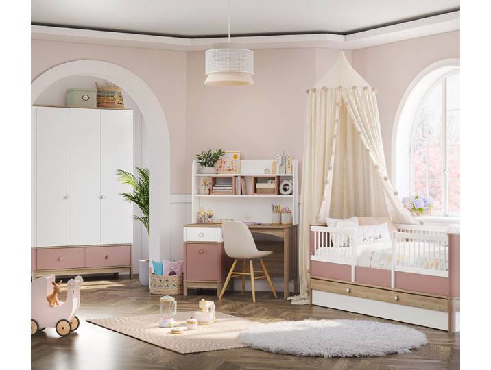 Möbel-Zeit Jugendzimmer-Set Kinderzimmer Set Bono pink, 4-tlg.