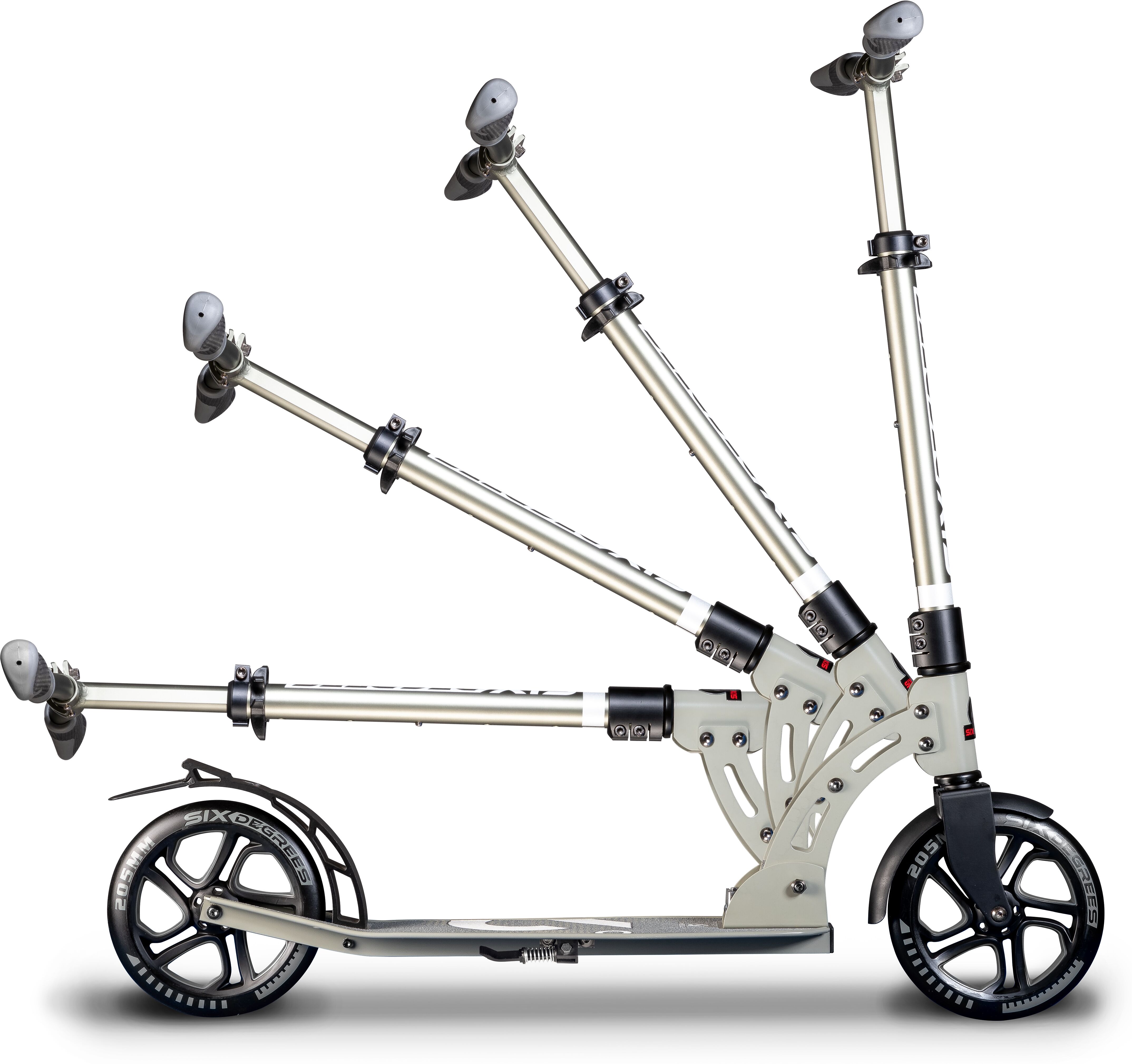 Scooter SIX DEGREES "Aluminium Scooter 205 mm", grau, Roller, KinderB:45cm L:93,5cm, Scooter, B:45cm L:93,5cm grau Einheitsgröße