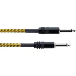 EI 1,5 PP-TW-YE - Audio Kabel, 6,3 mm Mono Klinke, schwarz/gelb Textilmantel, 1,5