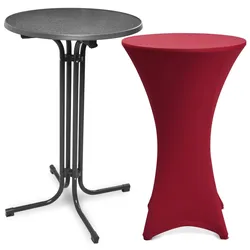 STEHTISCH Bellini Ø 80cm Grau mit Stella Stehtischhusse Ø 80cm Bordeaux