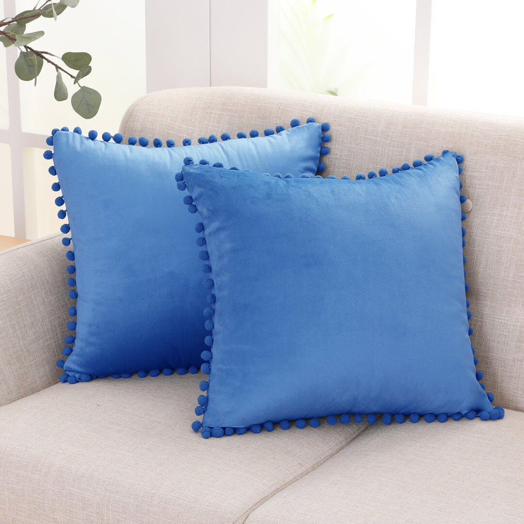 Mercer41 Knowles Square Cushion Cover Blue 56cm H x 56cm W x 1cm D