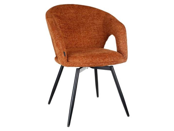 Chaise rotative 180° en tissu doux terracotta et pieds métal - ALEX Meubletmoi