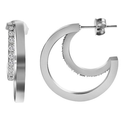 Paar Ohrstecker ADELIA´S "Damen Ohrstecker aus Edelstahl und Strass", weiß, Ohrringe, Damen, Damen, Edelstahl